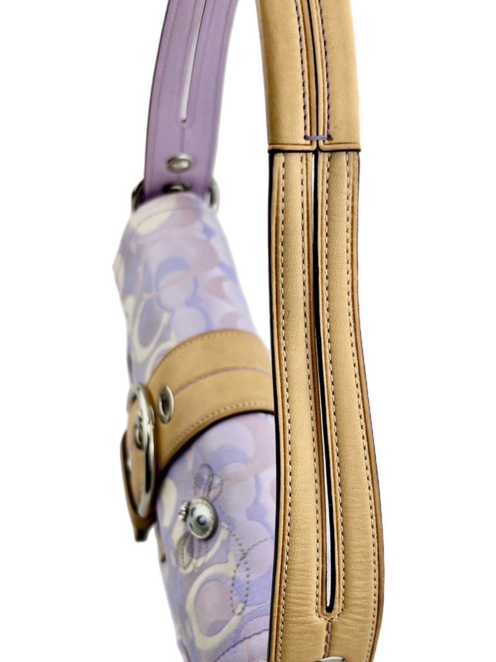 COACH Purple Soho Signature LADYBUG Shoulder Bag/Leather Buckle Style 1555 Y2K - Picture 6 of 16